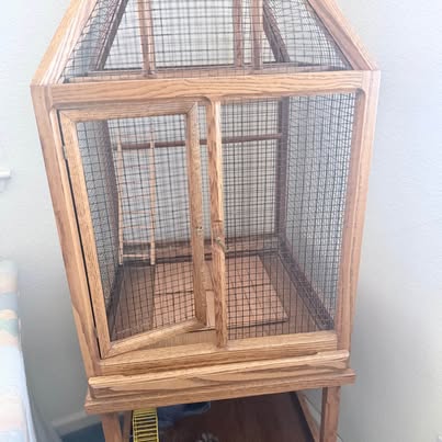 Large Wooden Bird Cage / Aviary on Stand