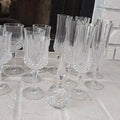 Crystal Cut Glass Stemware Set with Champagne Flutes, Goblets & Bud Vase