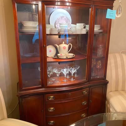 Solid Wood Lighted China Cabinet / Curio Cabinet - Beautiful Cherry Finish