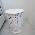 Decorative White Metal Accent Table | Garden Stool | Side Table