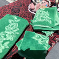 Cream and Green embroidered table linen set