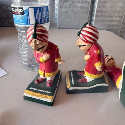 Vintage Pair Indian Turbaned Attendant Figures Made in India