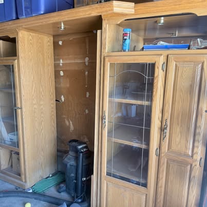 Solid Oak Entertainment Center / Display Cabinet Wall Unit