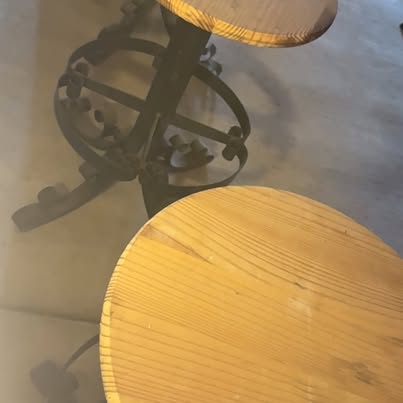 3 Wood Wrought Iron Bar Stools