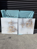Abstract White and Gold Canvas Pair