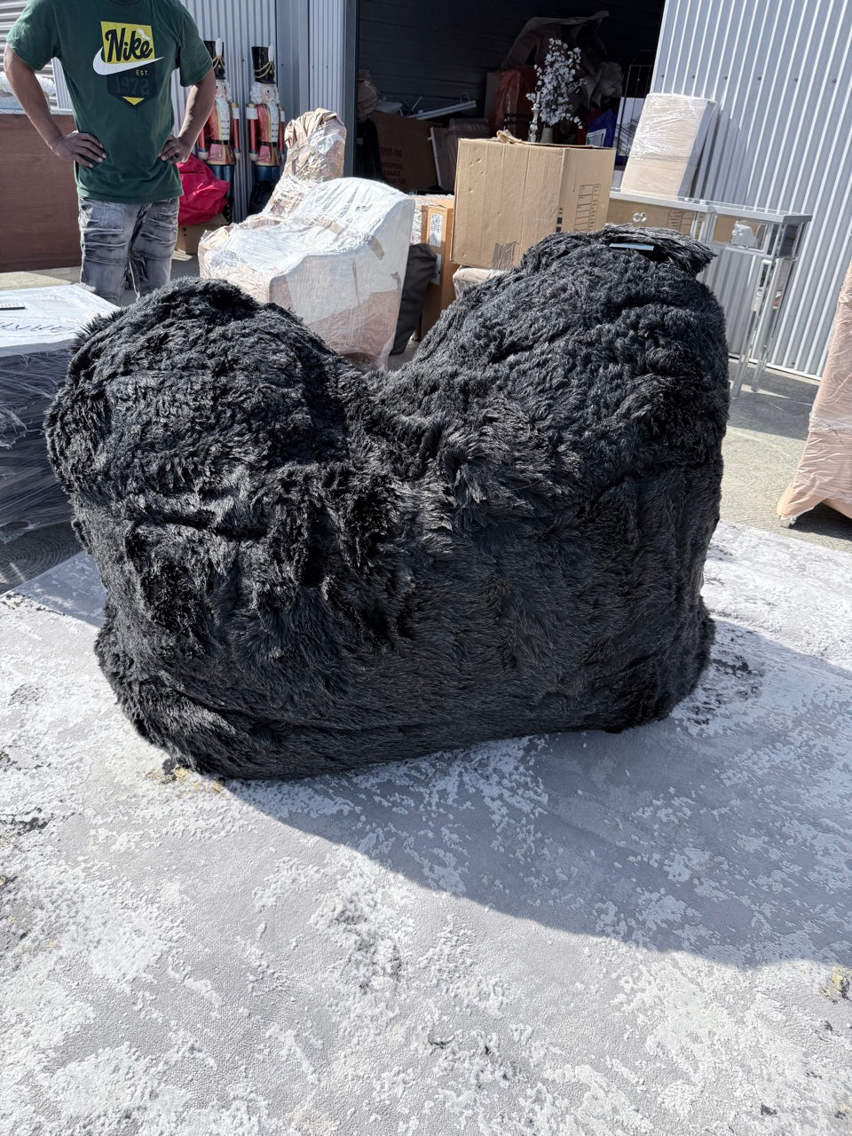 Black Faux Fur Beanbag Chair