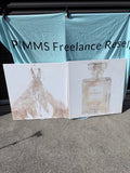 Chanel No5 & Fashion Sketch Canvas Pair