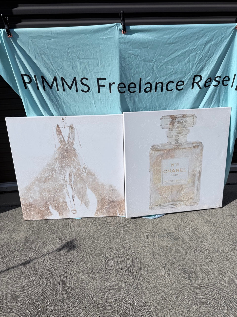 Chanel No5 & Fashion Sketch Canvas Pair