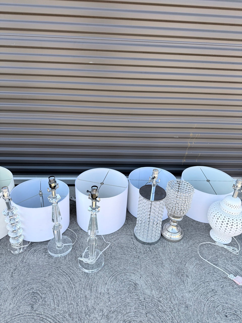 Crystal Table Lamps with White Shades