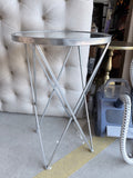 Glass Top Side Table with Silver X Base