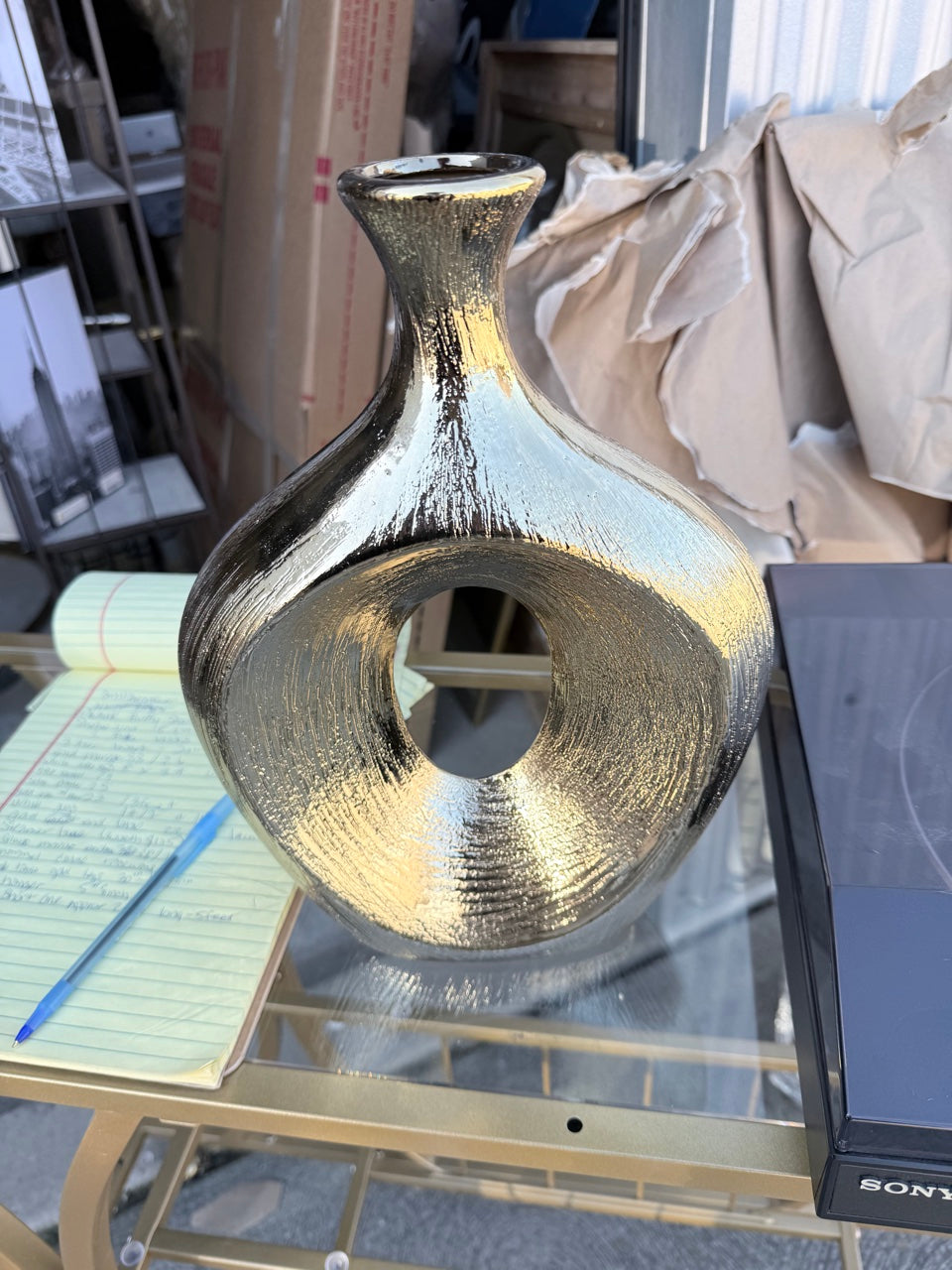 Gold Metallic Donut Vase