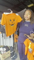 Kids Orange Jack-O'-Lantern Face Shirt