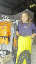 Yellow Long Skirt with Black Garland Hem